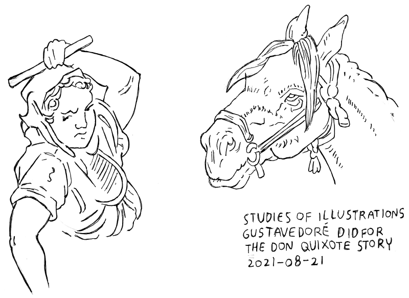 studies after illustrations gustave dore did for don quixote